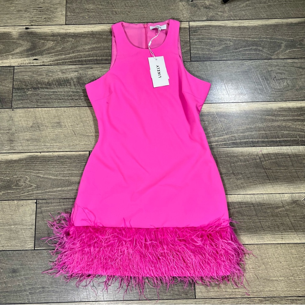 Likely Fuchsia Feather Hem Dress - Picture 3 of 6